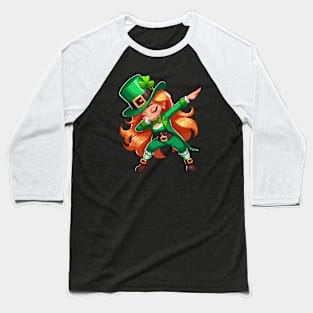 Dabbing Female Leprechaun Baseball T-Shirt